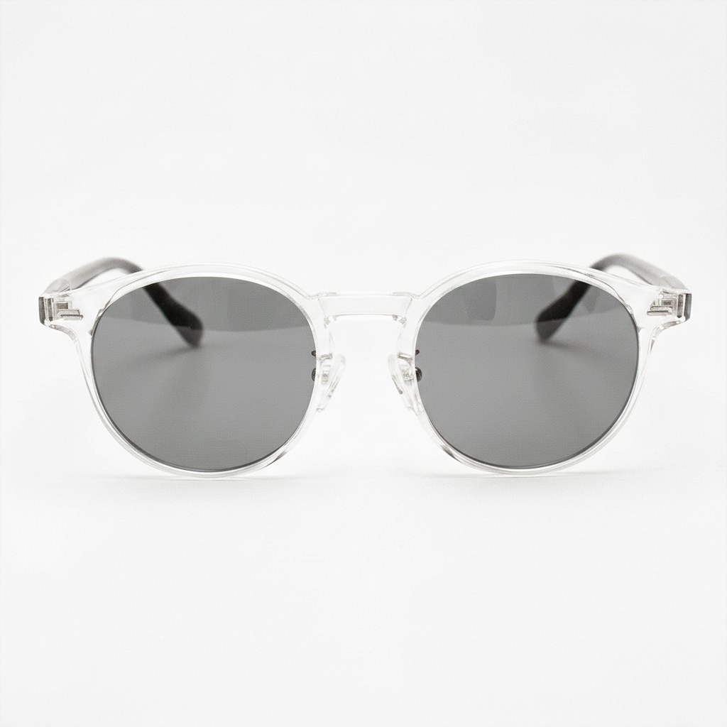 Erin Grey Tinted Lens Sunglasses - Clear Round TR90 Frame