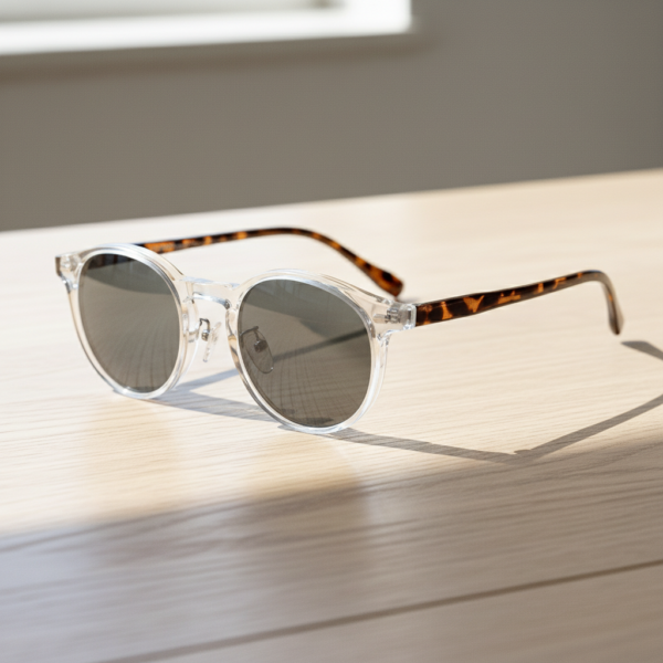 Erin Grey Tinted Lens Sunglasses - Clear Round TR90 Frame
