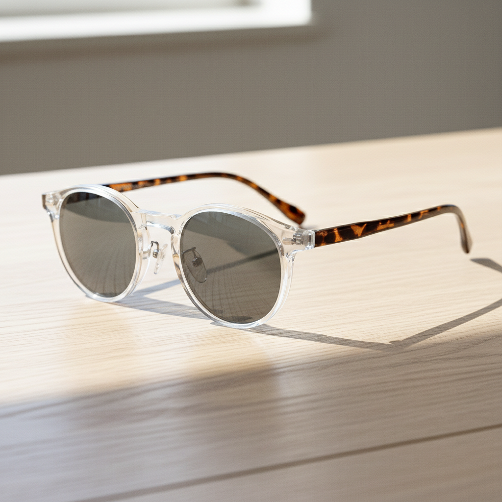 Erin Grey Tinted Lens Sunglasses - Clear Round TR90 Frame