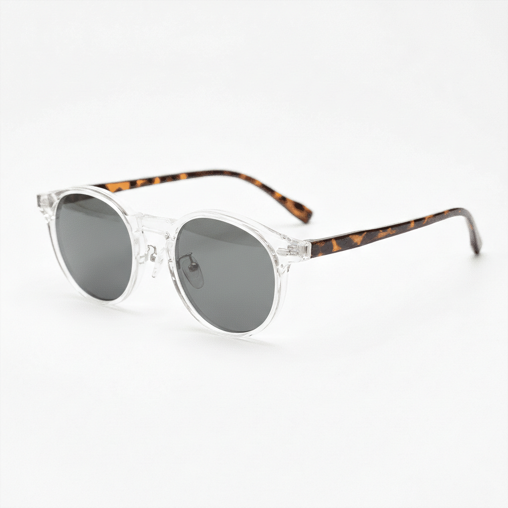 Erin Grey Tinted Lens Sunglasses - Clear Round TR90 Frame