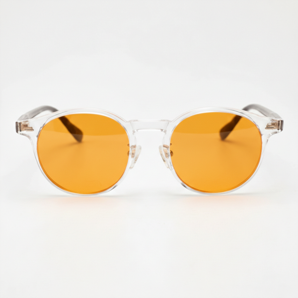 Erin Orange Tinted Lens Sunglasses - Clear Round TR90 Frame