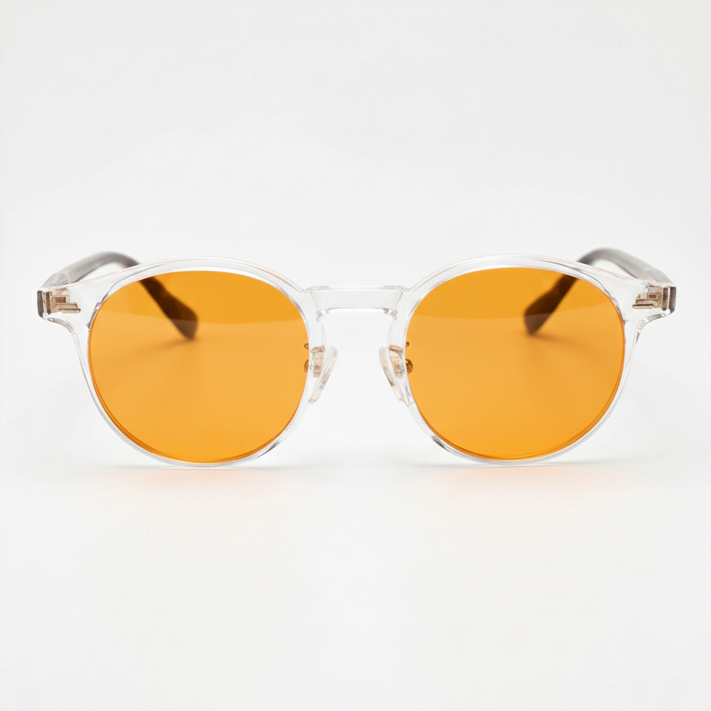 Erin Orange Tinted Lens Sunglasses - Clear Round TR90 Frame