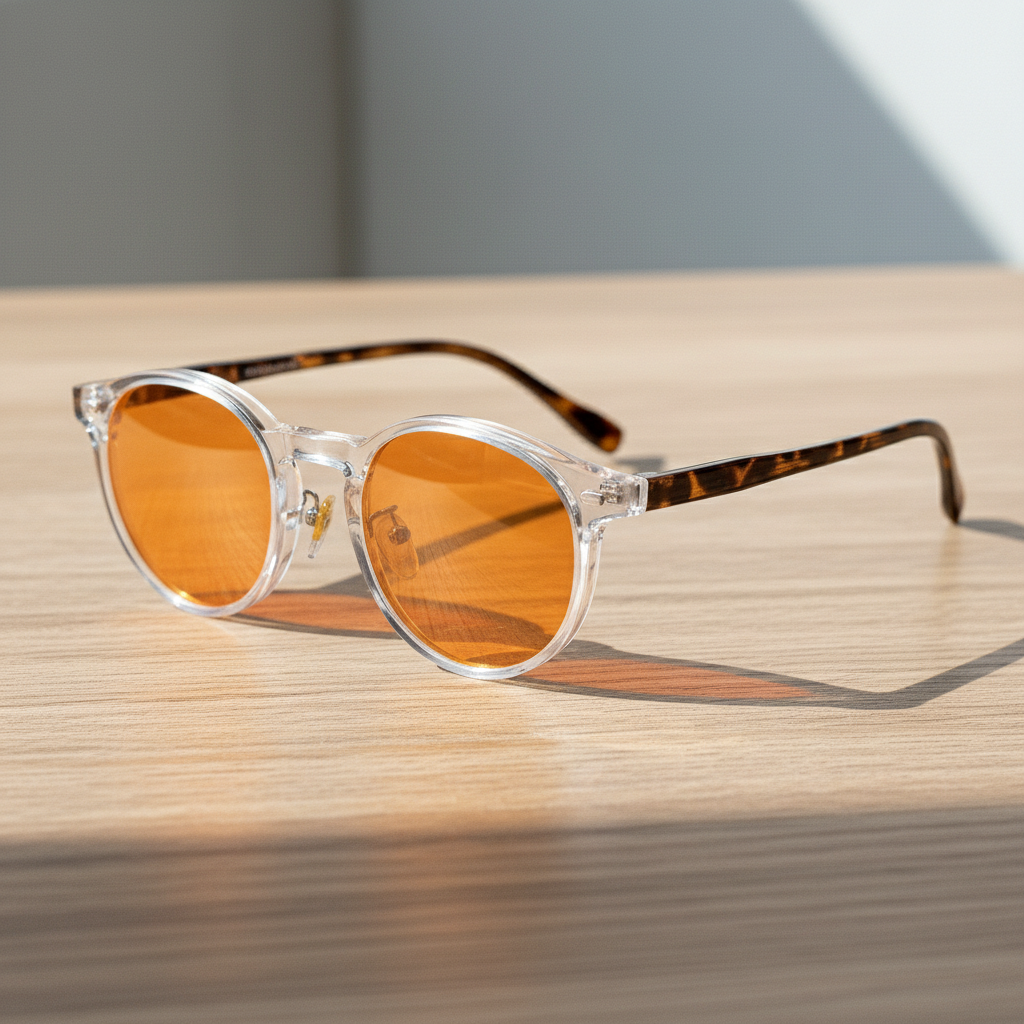 Erin Orange Tinted Lens Sunglasses - Clear Round TR90 Frame
