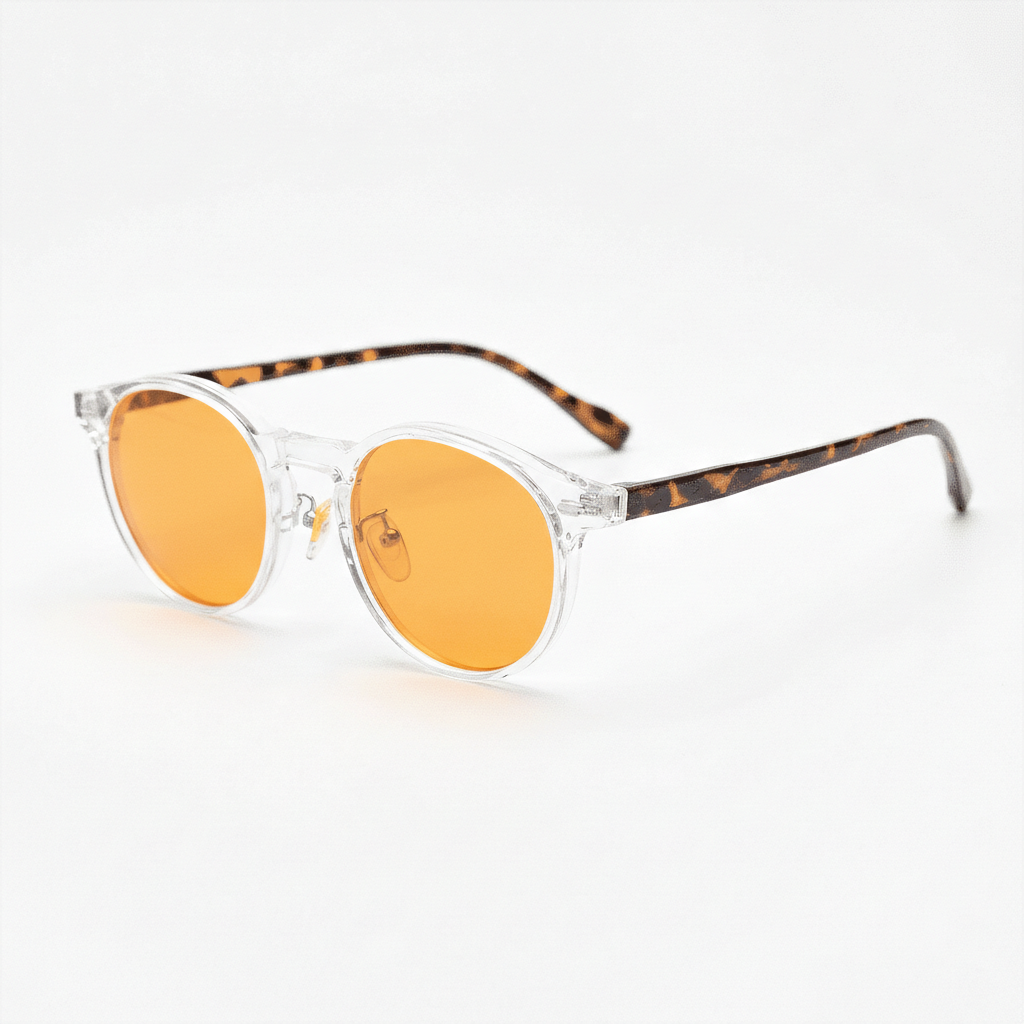 Erin Orange Tinted Lens Sunglasses - Clear Round TR90 Frame
