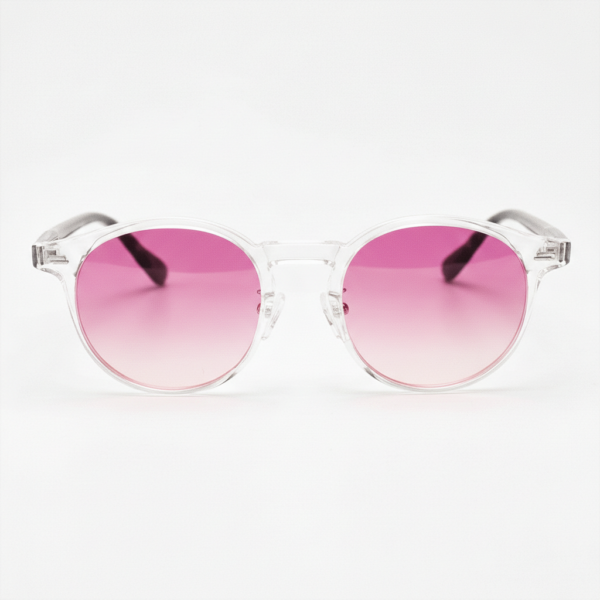 Erin Pink Gradient Lens Sunglasses - Clear Round TR90 Frame