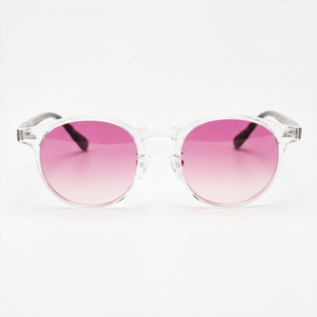 Erin Pink Gradient Lens Sunglasses - Clear Round TR90 Frame