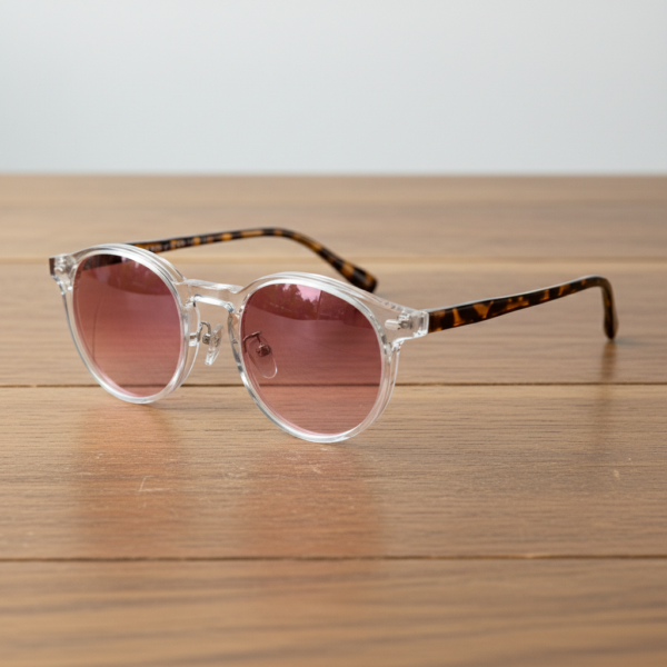 Erin Pink Gradient Lens Sunglasses - Clear Round TR90 Frame