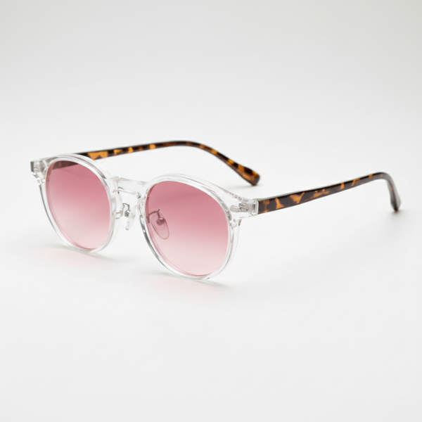 Erin Pink Gradient Lens Sunglasses - Clear Round TR90 Frame