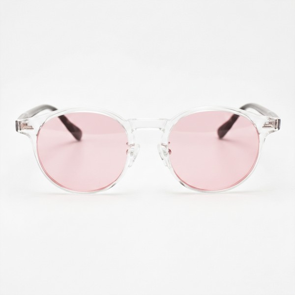 Erin Pink Tinted Lens Sunglasses - Clear Round TR90 Frame