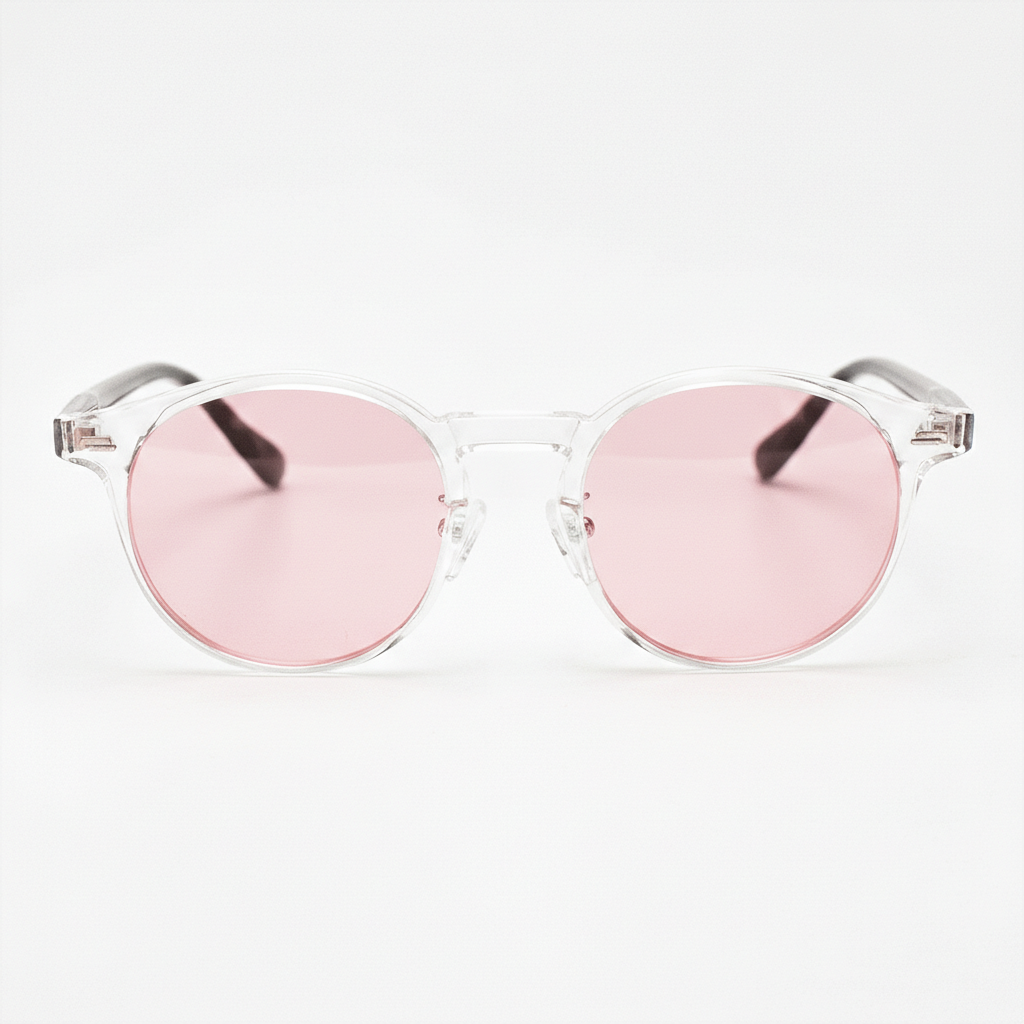 Erin Pink Tinted Lens Sunglasses - Clear Round TR90 Frame
