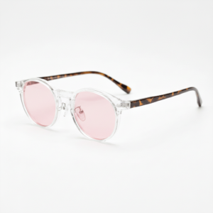 Erin Pink Tinted Lens Sunglasses - Clear Round TR90 Frame