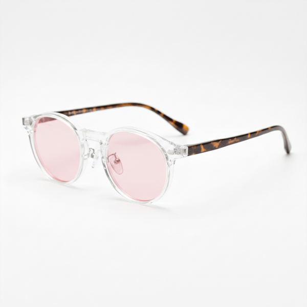 Erin Pink Tinted Lens Sunglasses - Clear Round TR90 Frame