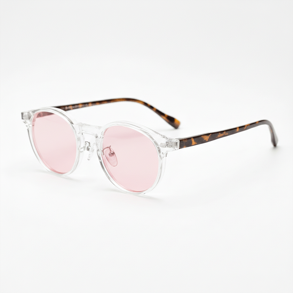 Erin Pink Tinted Lens Sunglasses - Clear Round TR90 Frame