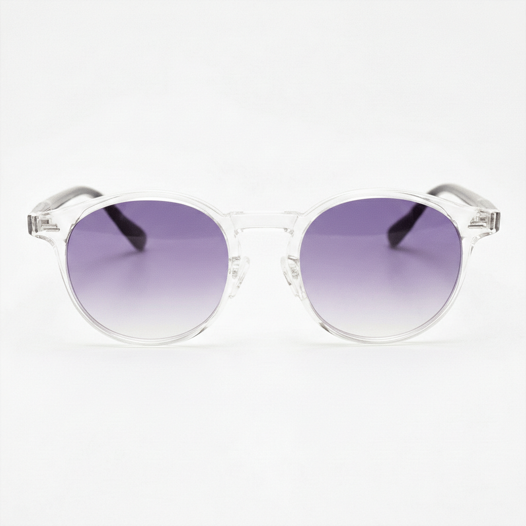 Erin Purple Gradient Lens Sunglasses - Clear Round TR90 Frame