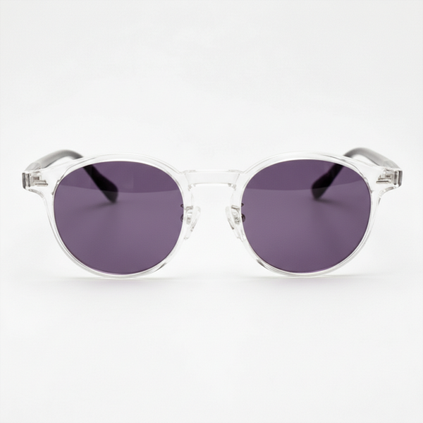 Erin Purple Tinted Lens Sunglasses - Clear Round TR90 Frame
