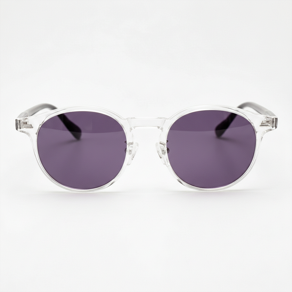 Erin Purple Tinted Lens Sunglasses - Clear Round TR90 Frame
