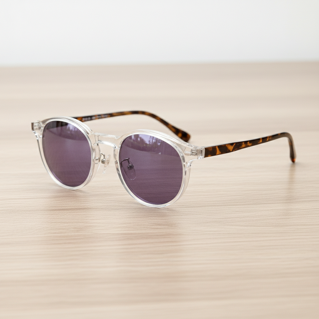 Erin Purple Tinted Lens Sunglasses - Clear Round TR90 Frame