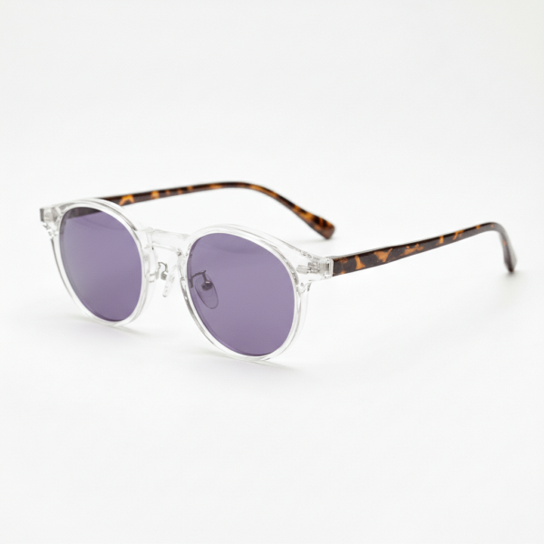 Erin Purple Tinted Lens Sunglasses - Clear Round TR90 Frame