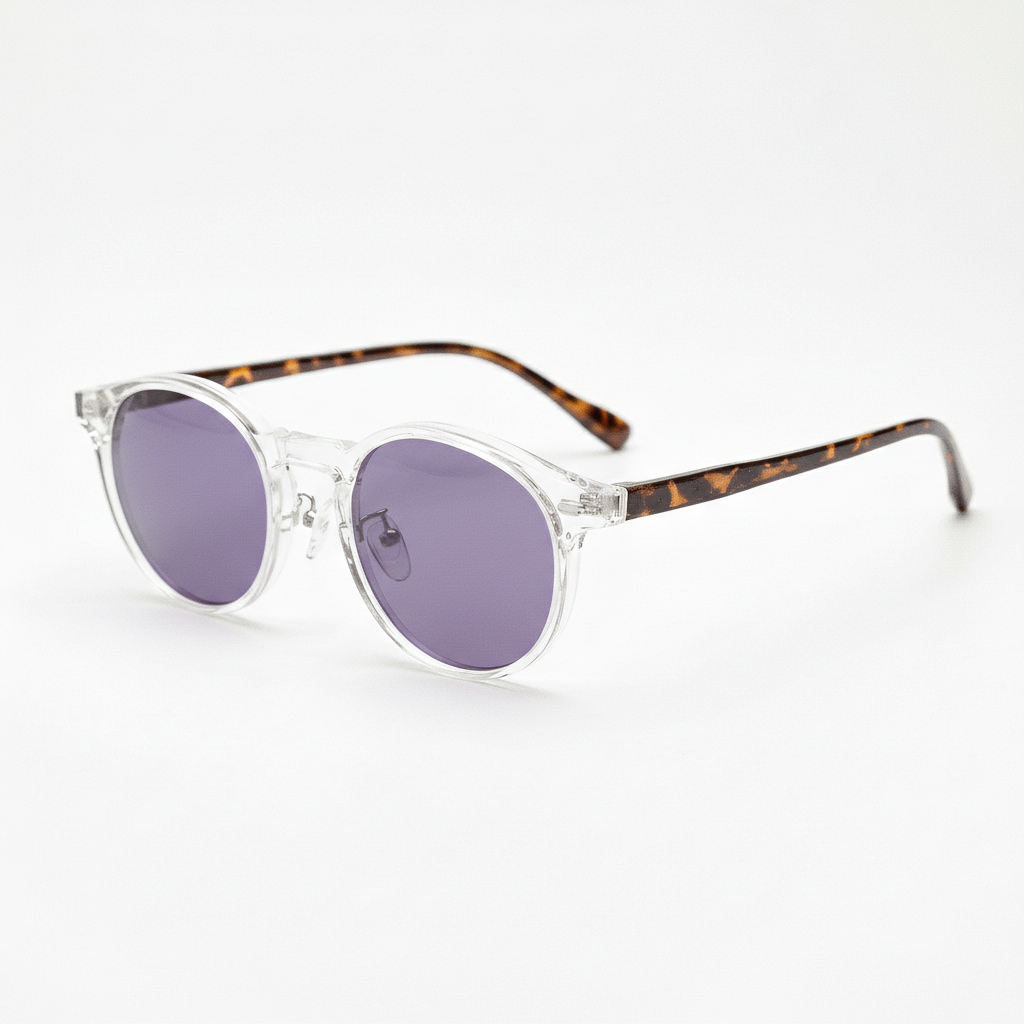 Erin Purple Tinted Lens Sunglasses - Clear Round TR90 Frame
