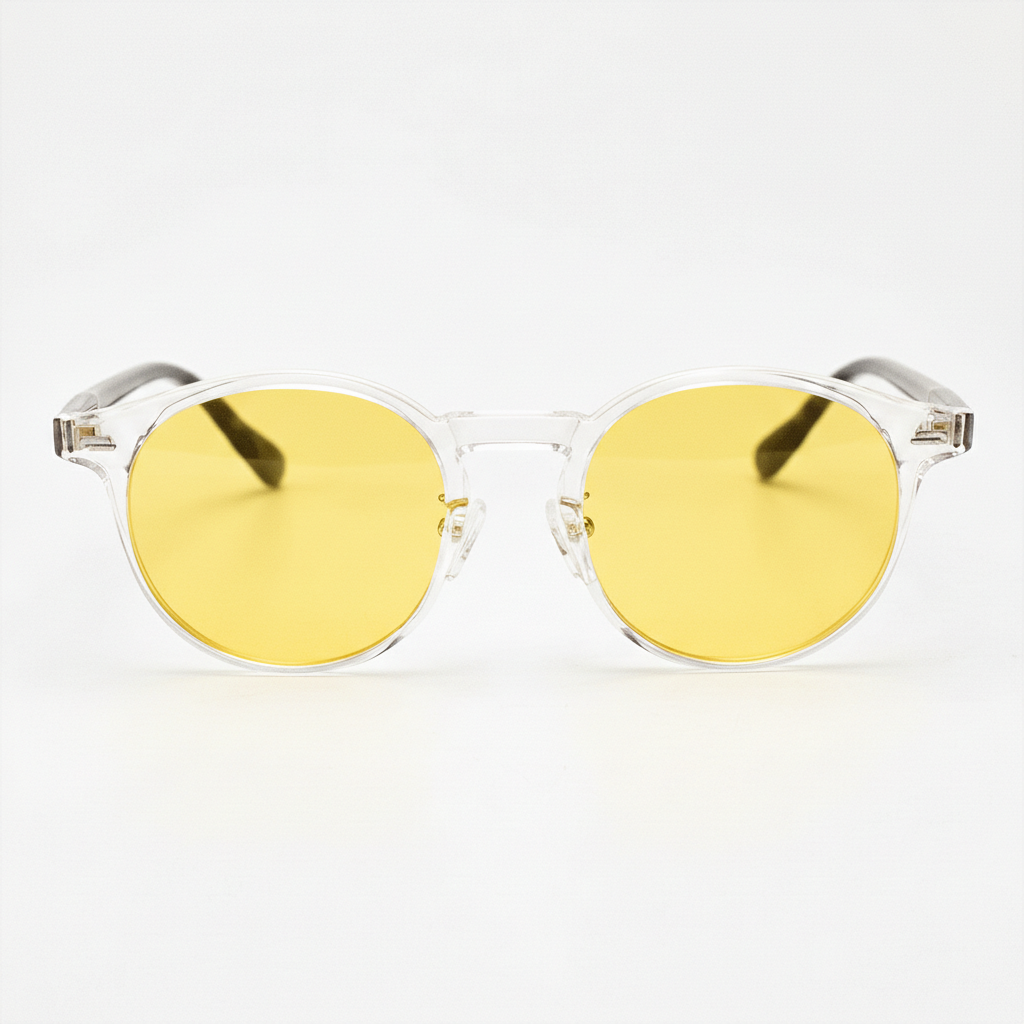 Erin Night Driving Glasses (Yellow Tint) - Clear Round TR90 Frame