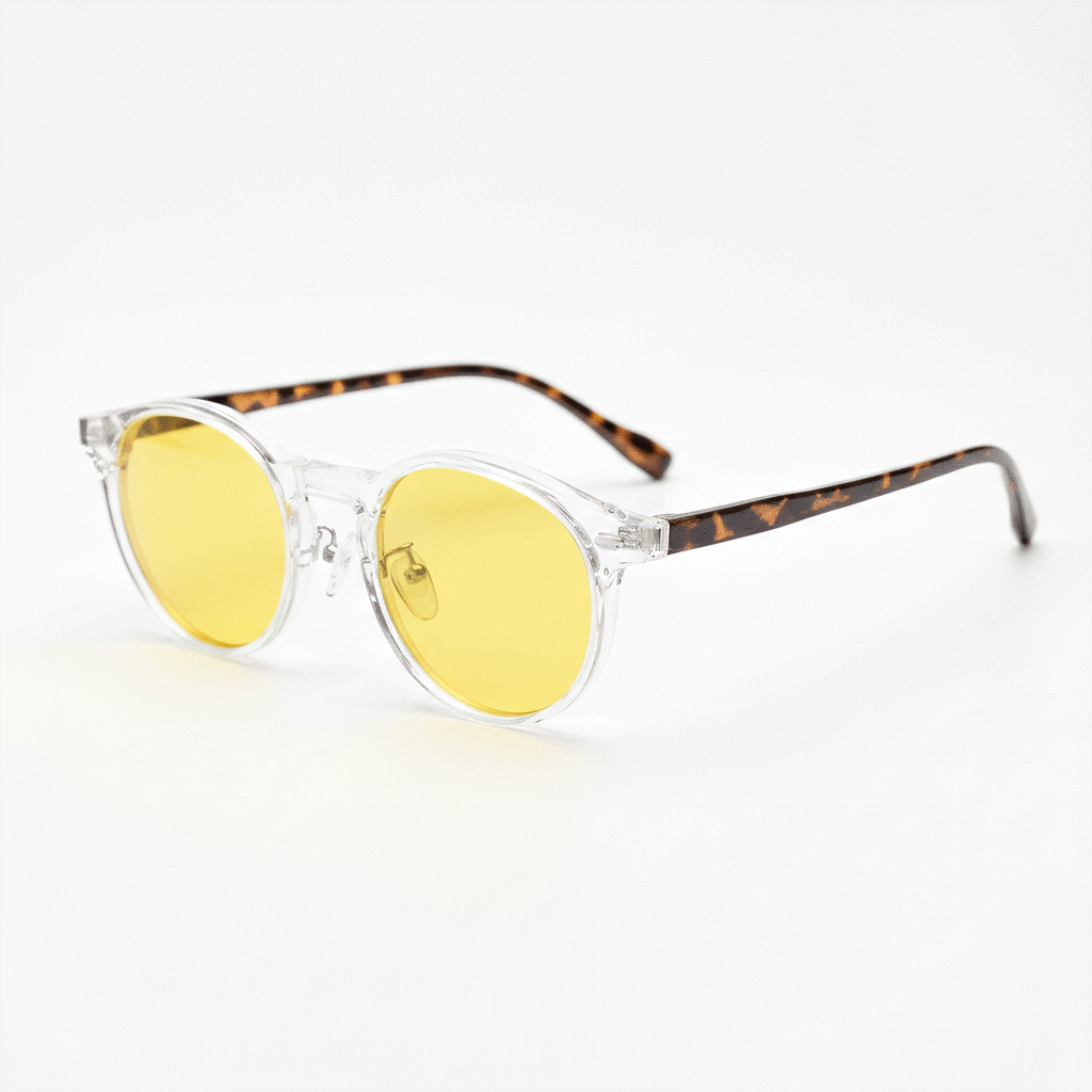 Erin Night Driving Glasses (Yellow Tint) - Clear Round TR90 Frame