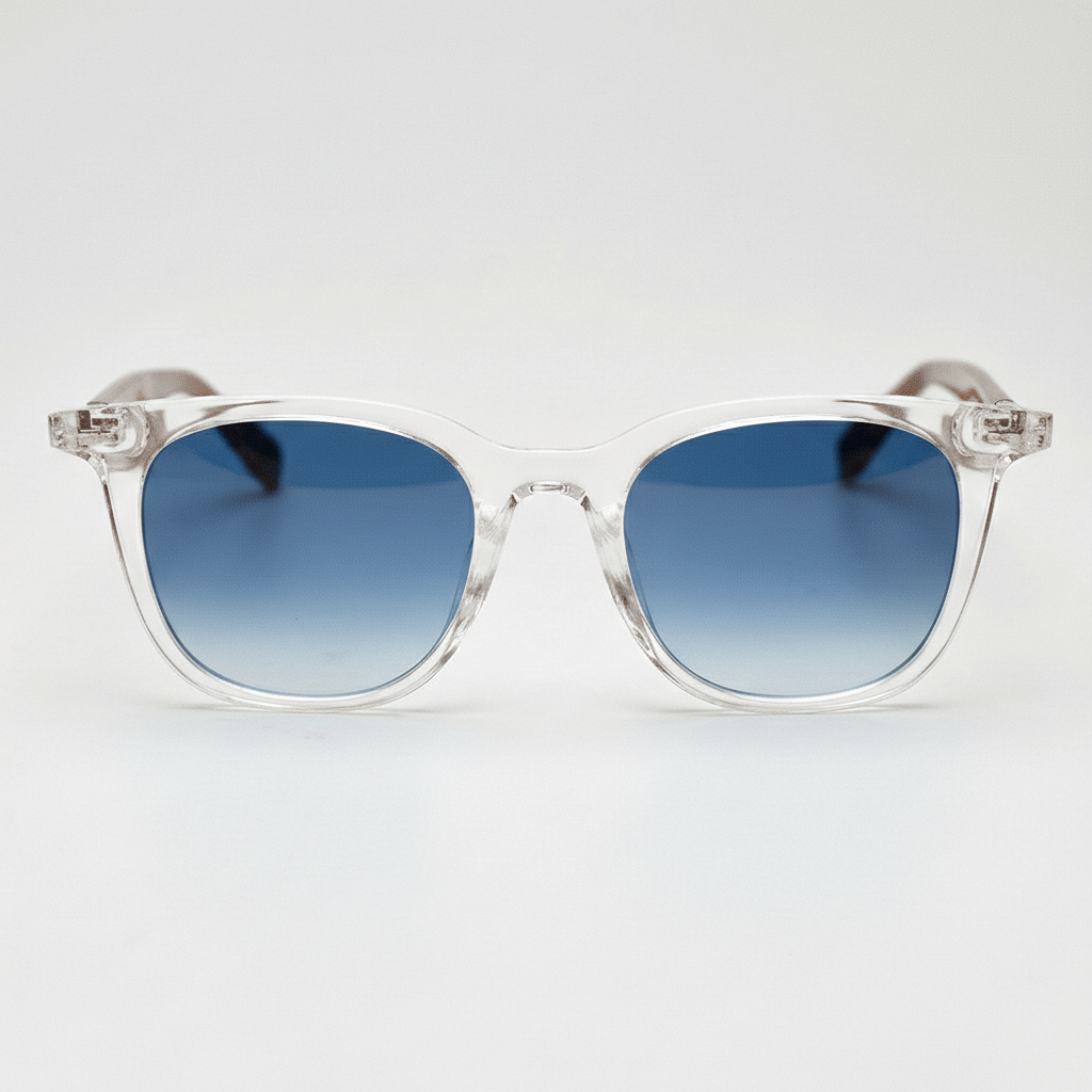 Faith Blue Gradient Lens Sunglasses - Clear Rectangle TR90 Frame