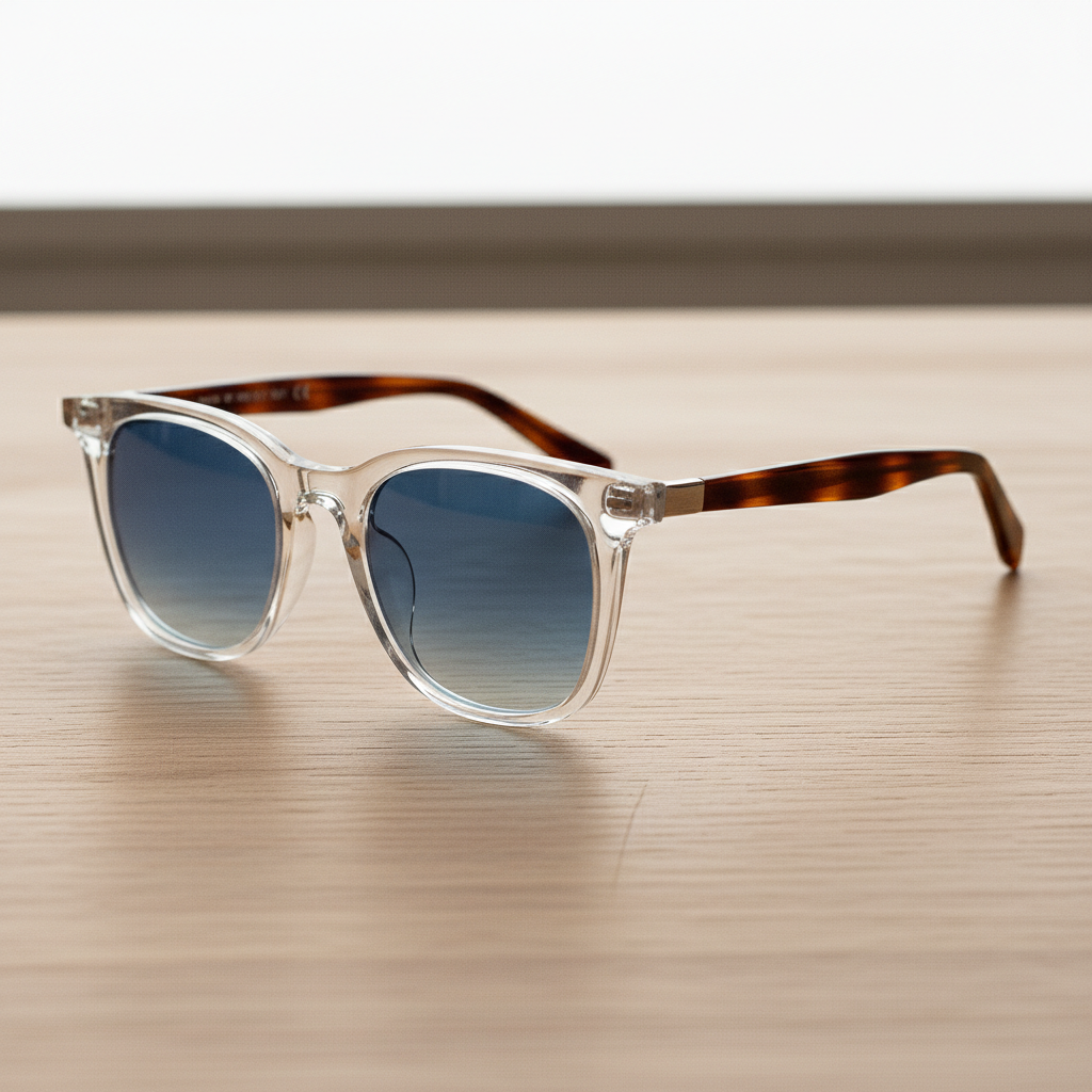 Faith Blue Gradient Lens Sunglasses - Clear Rectangle TR90 Frame