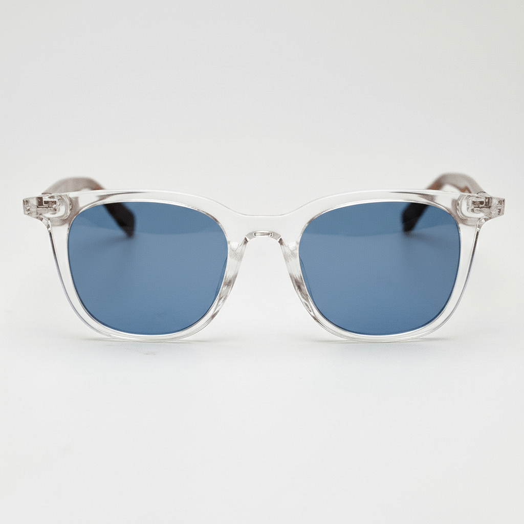 Faith Blue Tinted Lens Sunglasses - Clear Rectangle TR90 Frame