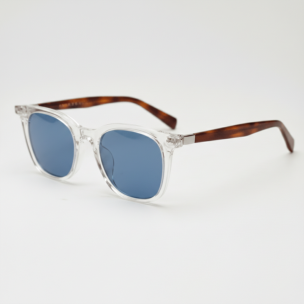 Faith Blue Tinted Lens Sunglasses - Clear Rectangle TR90 Frame