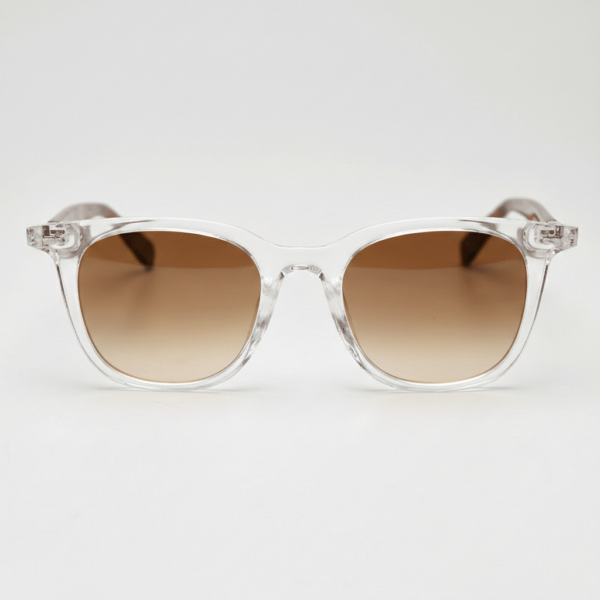 Faith Brown Gradient Lens Sunglasses - Clear Rectangle TR90 Frame