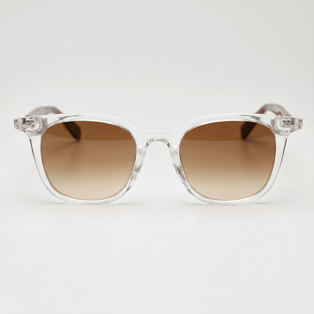 Faith Brown Gradient Lens Sunglasses - Clear Rectangle TR90 Frame