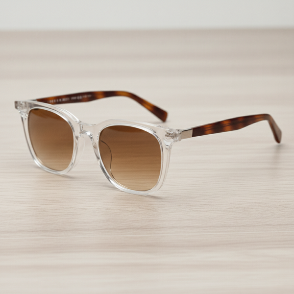 Faith Brown Gradient Lens Sunglasses - Clear Rectangle TR90 Frame