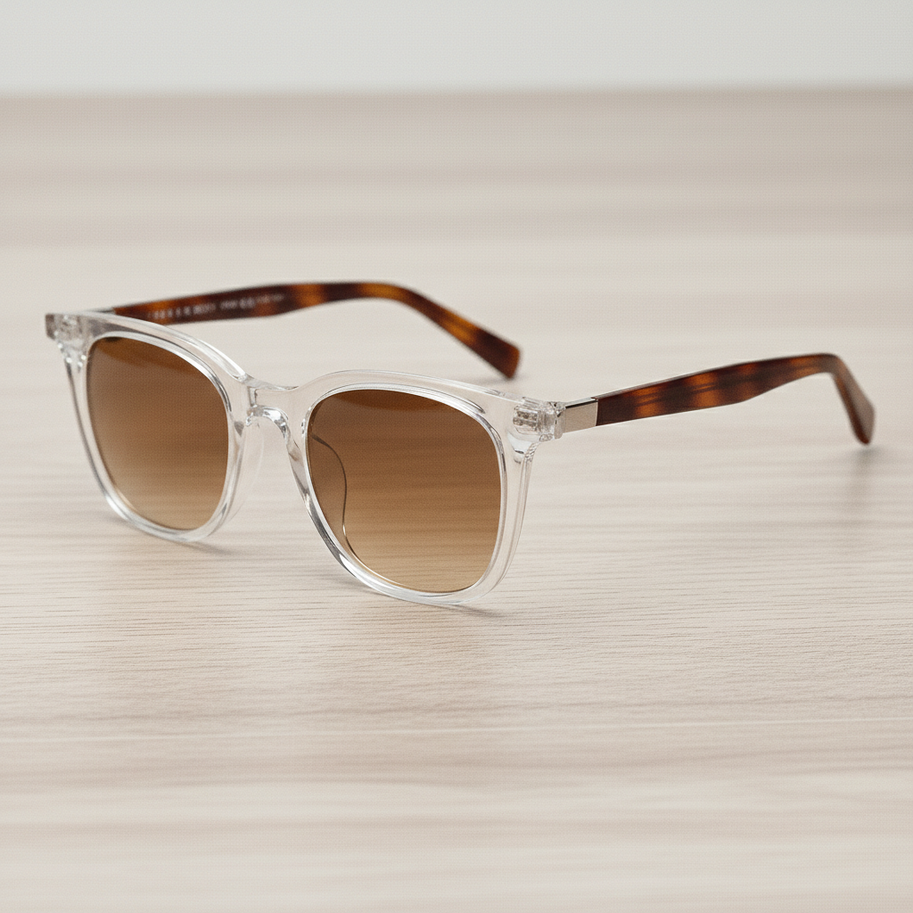 Faith Brown Gradient Lens Sunglasses - Clear Rectangle TR90 Frame
