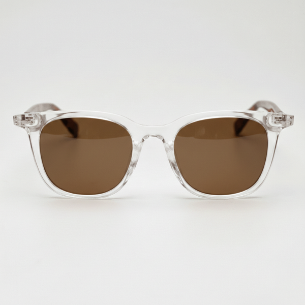 Faith Brown Tinted Lens Sunglasses - Clear Rectangle TR90 Frame