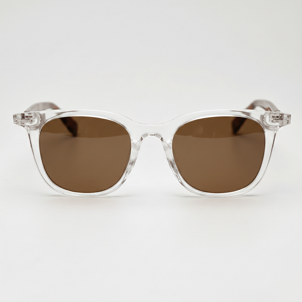 Faith Brown Tinted Lens Sunglasses - Clear Rectangle TR90 Frame