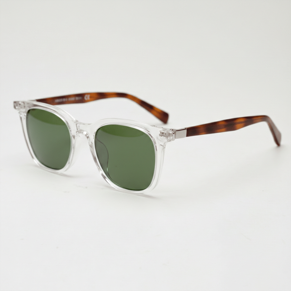 Faith Green Tinted Lens Sunglasses - Clear Rectangle TR90 Frame