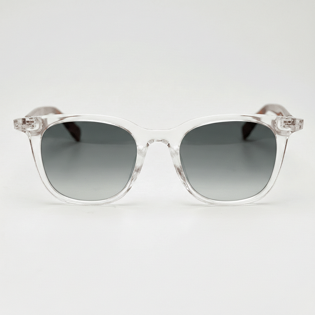 Faith Grey Gradient Lens Sunglasses - Clear Rectangle TR90 Frame