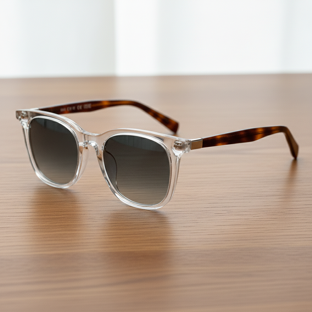 Faith Grey Gradient Lens Sunglasses - Clear Rectangle TR90 Frame