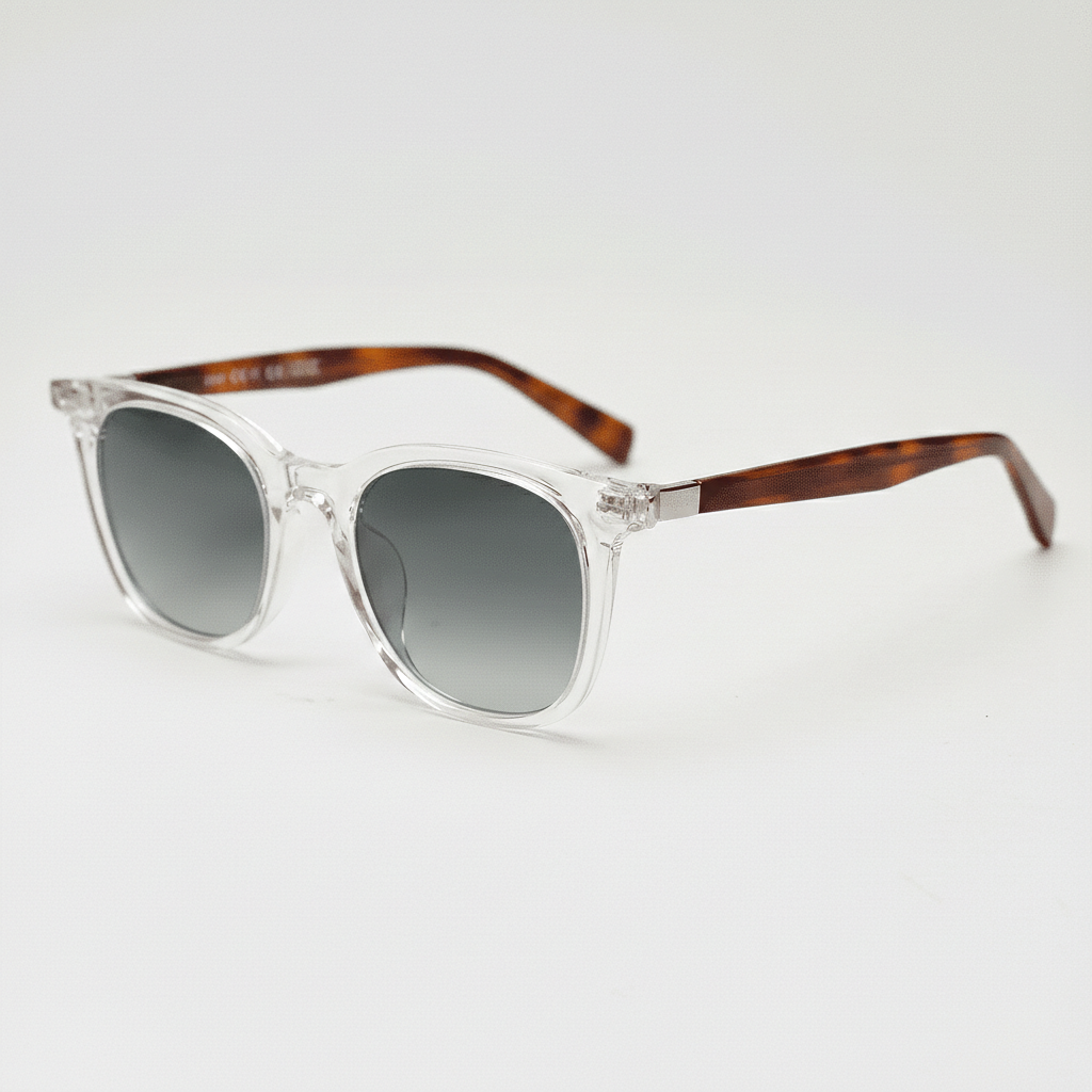 Faith Grey Gradient Lens Sunglasses - Clear Rectangle TR90 Frame