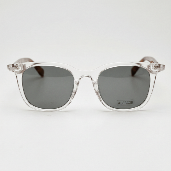 Faith Grey Tinted Lens Sunglasses - Clear Rectangle TR90 Frame