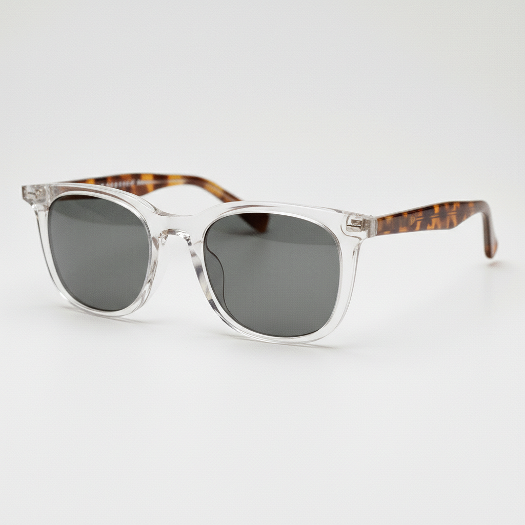 Faith Grey Tinted Lens Sunglasses - Clear Rectangle TR90 Frame