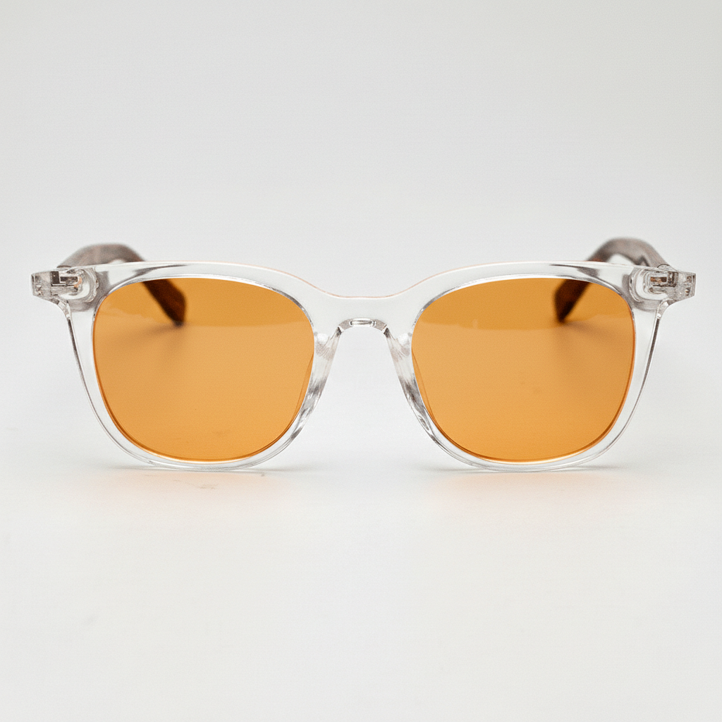 Faith Orange Tinted Lens Sunglasses - Clear Rectangle TR90 Frame