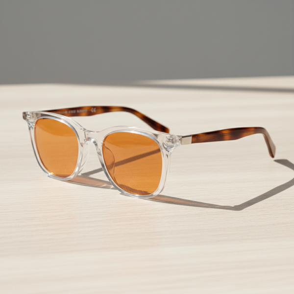 Faith Orange Tinted Lens Sunglasses - Clear Rectangle TR90 Frame