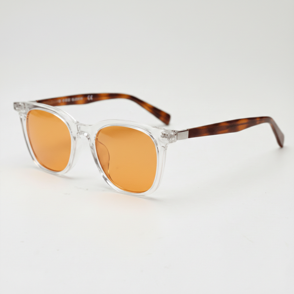 Faith Orange Tinted Lens Sunglasses - Clear Rectangle TR90 Frame