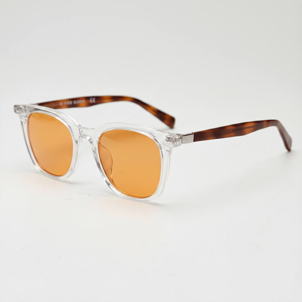 Faith Orange Tinted Lens Sunglasses - Clear Rectangle TR90 Frame