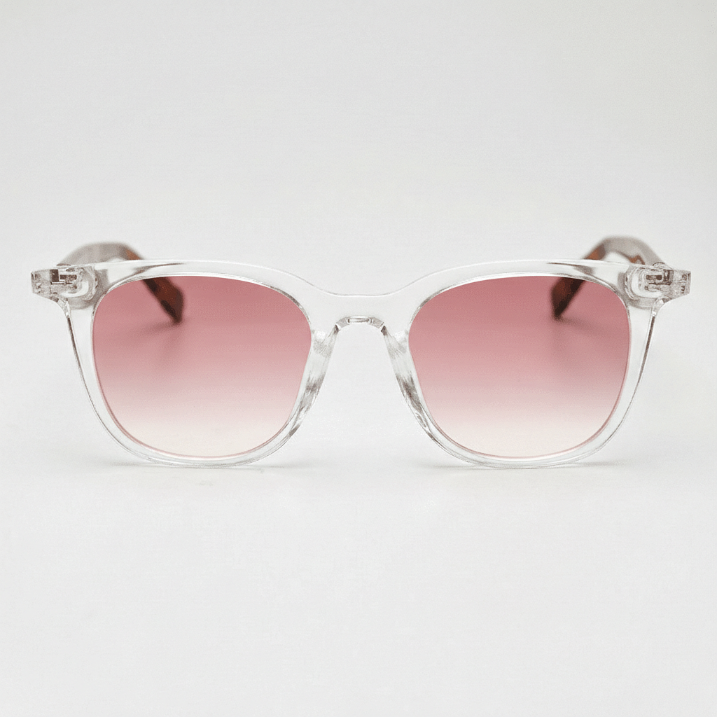 Faith Pink Gradient Lens Sunglasses - Clear Rectangle TR90 Frame