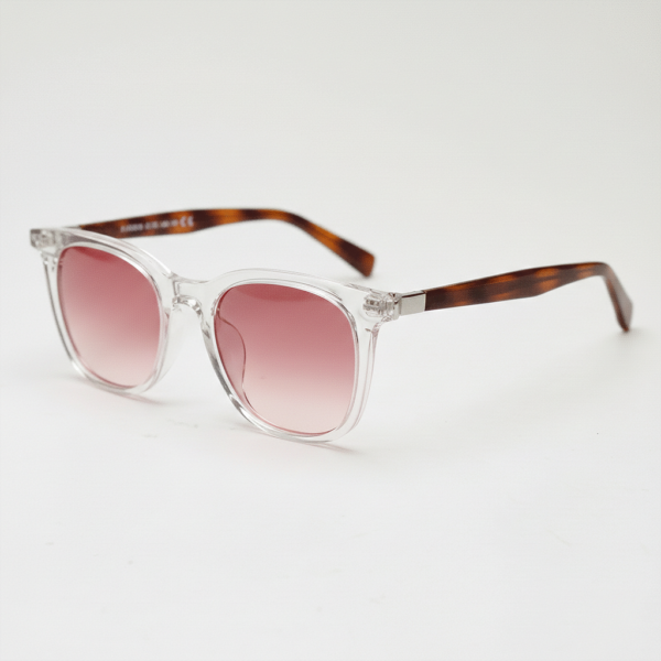 Faith Pink Gradient Lens Sunglasses - Clear Rectangle TR90 Frame