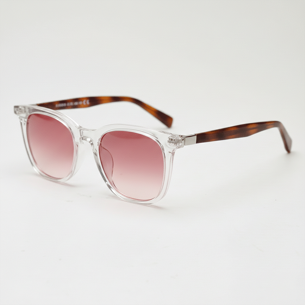 Faith Pink Gradient Lens Sunglasses - Clear Rectangle TR90 Frame