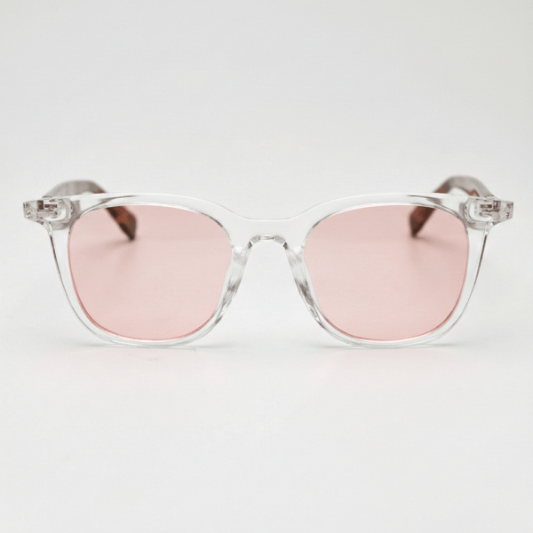 Faith Pink Tinted Lens Sunglasses - Clear Rectangle TR90 Frame