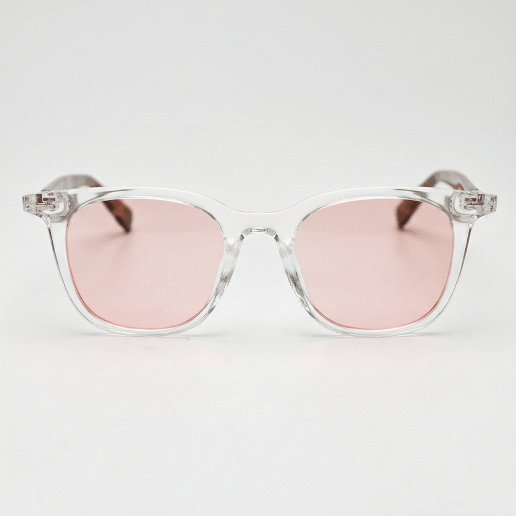 Faith Pink Tinted Lens Sunglasses - Clear Rectangle TR90 Frame